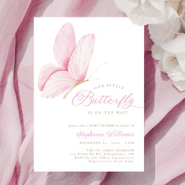 Eine kleine Schmetterling-Pink-Babydusche Einladung