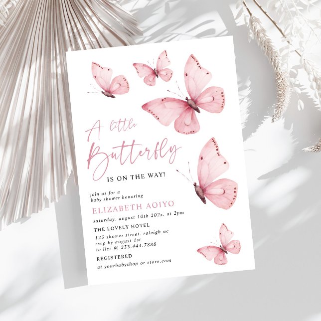 Eine kleine Schmetterling-Pink-Babydusche Einladung (Von Creator hochgeladen)