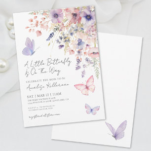 Eine kleine Schmetterlings-Wildblumen-Baby-Party Einladung