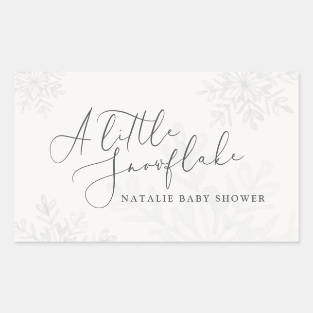 Eine kleine Schneeflocke-Babydusche Rechteckiger Aufkleber (Vorderseite)