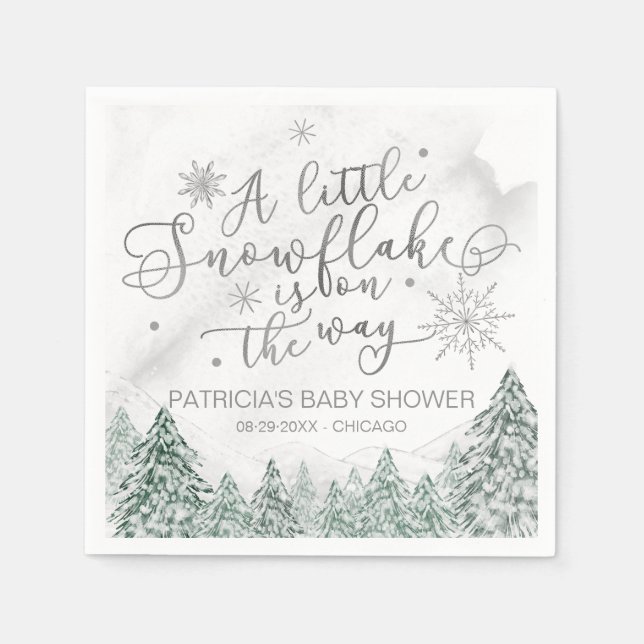 Eine kleine Schneeflocke, graue Babydusche Serviette (Vorderseite)
