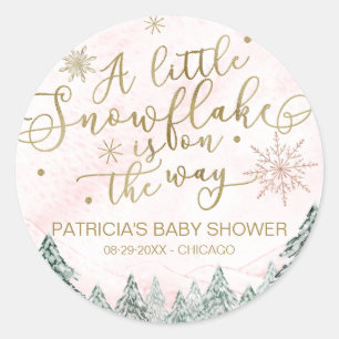 Eine kleine Schneeflocke Pink Baby Dusche Runder Aufkleber