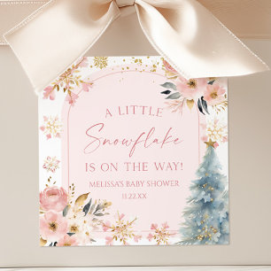 Eine kleine Schneeflocke Pink Winter Baby Dusche Quadratischer Aufkleber