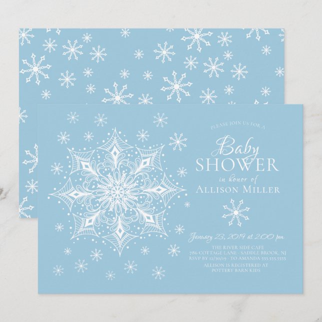 Eine kleine Schneeflocke Winterjunge Babydusche Einladung (Vorne/Hinten)