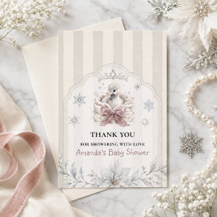 Eine kleine Schwan-Winterprinzessin-Baby-Party Dankeskarte