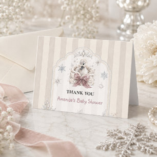 Eine kleine Schwan-Winterprinzessin-Baby-Party Dankeskarte