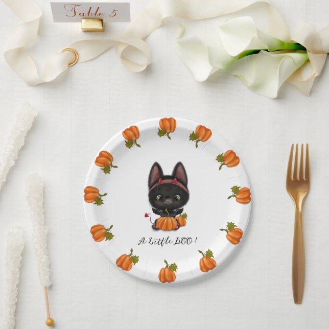 Eine kleine schwarze Boo-Babydusche Pappteller (Hochzeit)