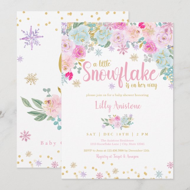 Eine kleine Snowflake Baby Dusche Einladung (Vorne/Hinten)
