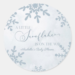 Eine kleine Snowflake Winter Wonderland Baby Dusch Runder Aufkleber