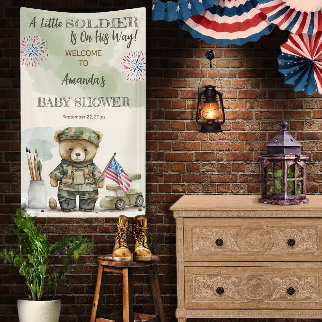 Eine kleine Soldat Junge Teddy Bear Babydusche Banner (Von Creator hochgeladen)