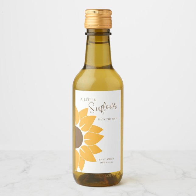 Eine kleine Sonnenblume ist auf dem Weg Mini-Weine Weinetikett (Vorderseite)