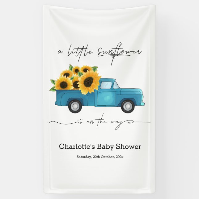 Eine kleine Sonnenblume ist auf dem Weg zur Babydu Banner (Vertikal)