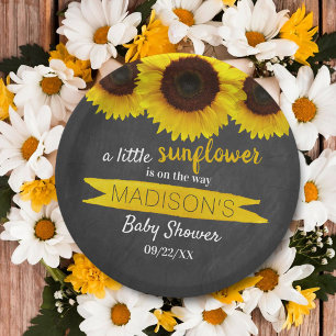 Eine kleine Sonnenblume ist unterwegs! Babyparty Pappteller