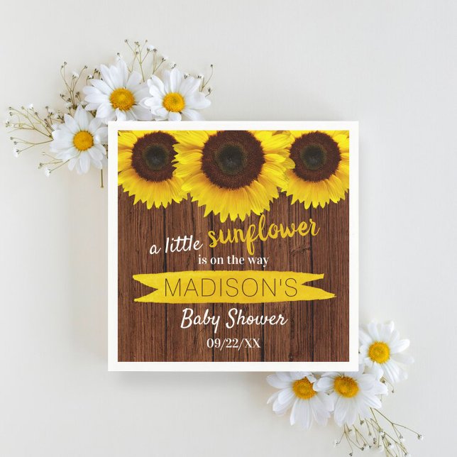 Eine kleine Sonnenblume ist unterwegs! Babyparty Serviette (Von Creator hochgeladen)