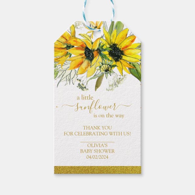 Eine kleine Sonnenblumendusche Geschenkanhänger (Vorderseite)