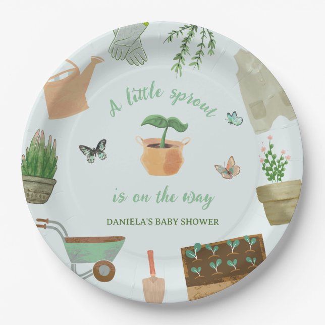Eine kleine Sprout Garden Pflanze Kinderdusche Pappteller (Vorderseite)