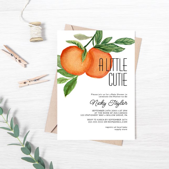Eine kleine Süsse Aquarell Citrus Babydusche Einladung (Von Creator hochgeladen)