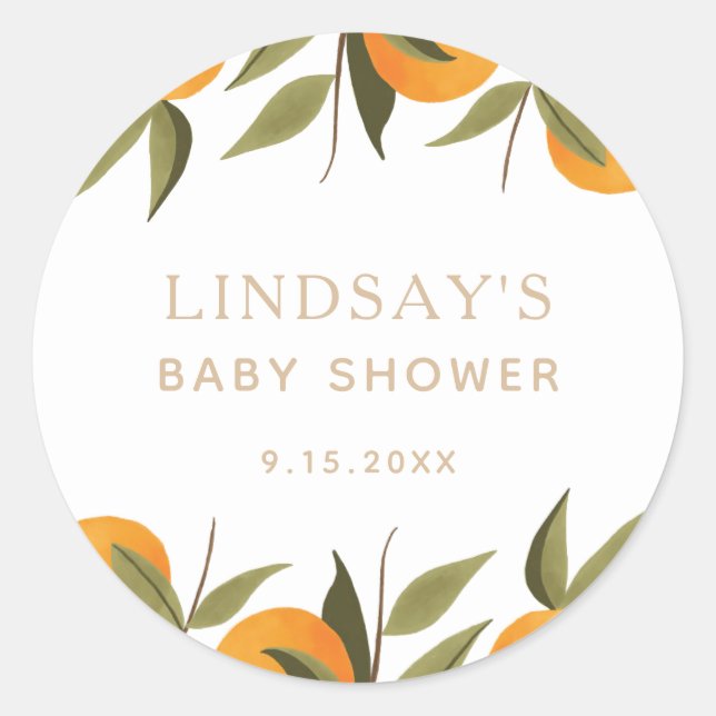 Eine kleine Süsse auf der Way Baby Dusche Runder Aufkleber (Vorderseite)