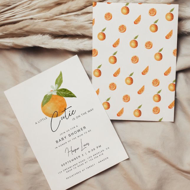 Eine kleine Süsse Babydusche Orangen Einladung (Von Creator hochgeladen)