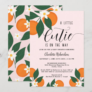 Eine kleine Süsse Botanische Citrus Orange Babydus Einladung