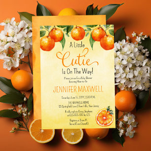 Eine kleine Süsse Citrus Watercolor Babydusche Einladung