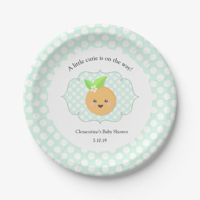 Eine kleine Süsse | Clementine Baby Dusche Pappteller (Vorderseite)