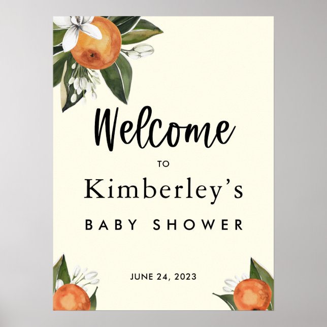 Eine kleine Süsse Clementine BABY SHOWER Begrüßung Poster (Vorne)
