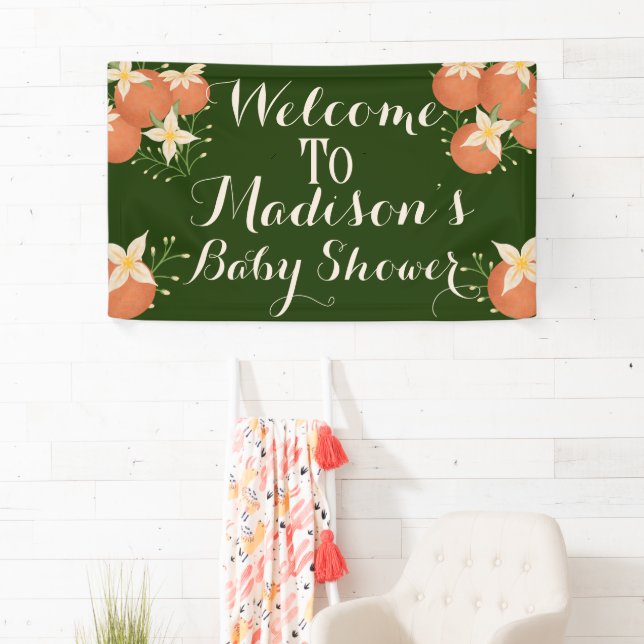 Eine kleine Süsse ist unterwegs Orange, dunkelgrün Banner (Insitu)
