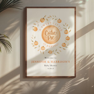 Eine kleine Süsse Kuchen backt   Babyparty Poster