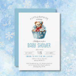 Eine kleine Süsse Kuchen backt Blue Boy Baby Dusch Einladung