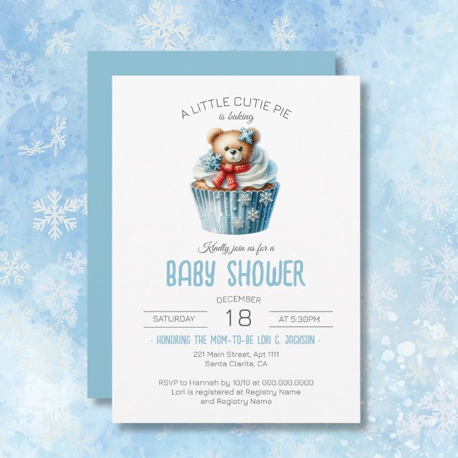 Eine kleine Süsse Kuchen backt Blue Boy Baby Dusch Einladung (A Little Cutie Pie Is Baking Blue Boy Baby Shower Invitation)