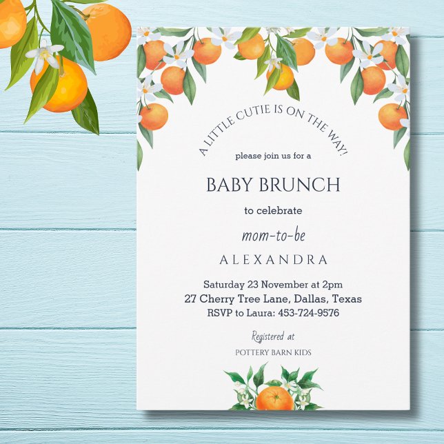 Eine kleine Süsse Orange Citrus Baby Brunch Einladung (Von Creator hochgeladen)