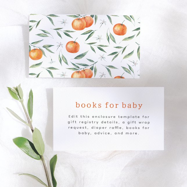 Eine kleine Süsse Orange Citrus Baby Dusche Begleitkarte (Von Creator hochgeladen)
