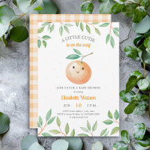 Eine kleine Süße Orange Gingham-Zitrus-Baby-Party