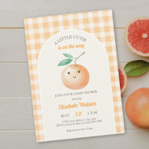 Eine kleine süße orange Gingham-Zitrus-Baby-Party