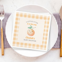 Eine kleine süße orange Gingham-Zitrus-Baby-Party