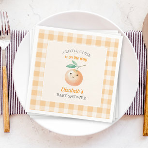 Eine kleine süße orange Gingham-Zitrus-Baby-Party Serviette