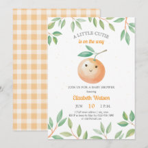 Eine kleine süße orange karierte Zitrus-Baby-Party