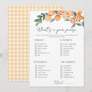 Eine kleine süße Orange Zitrus Baby Shower Spielka Einladung