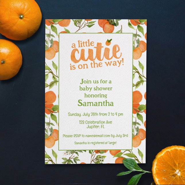 Eine kleine Süsse, Orangen-Themed Baby-Dusche Einladung (Von Creator hochgeladen)