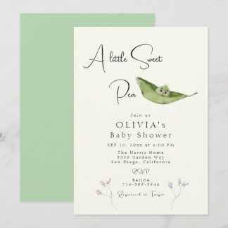 Eine kleine süße Pea Baby Dusche Einladung