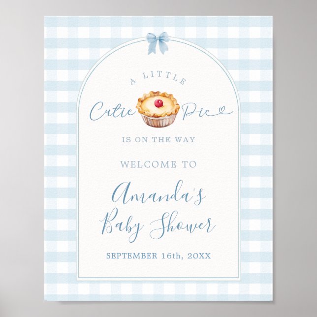 Eine kleine Süsse Pie Blue Kariert Cherry Begrüßun Poster (Vorne)