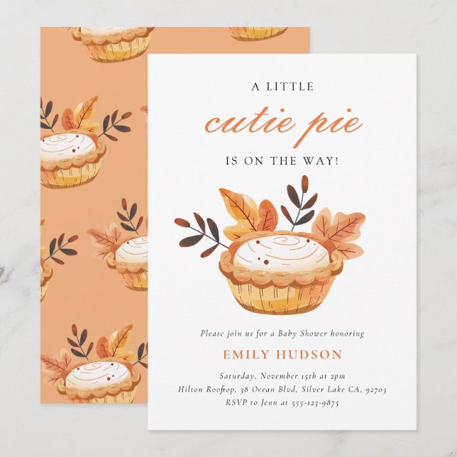 Eine kleine Süsse Pie Fall Floral Baby Dusche Einladung (Vorne/Hinten)
