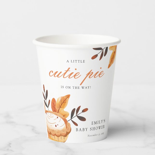 Eine kleine Süsse Pie Fall Floral Baby Dusche Pappbecher (Vorderseite)