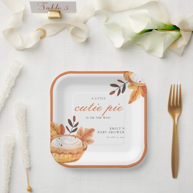 Eine kleine Süsse Pie Fall Floral Baby Duschpapier Pappteller (Hochzeit)