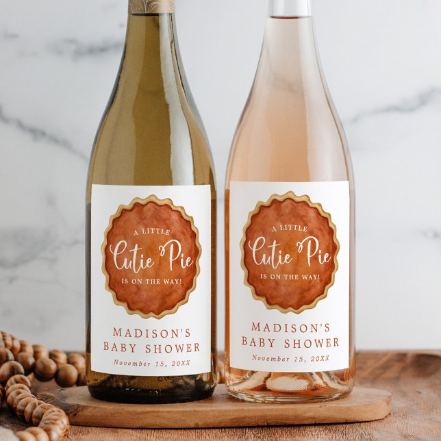Eine kleine Süsse Pie Fall Pumpkin Baby Dusche Weinetikett (Von Creator hochgeladen)
