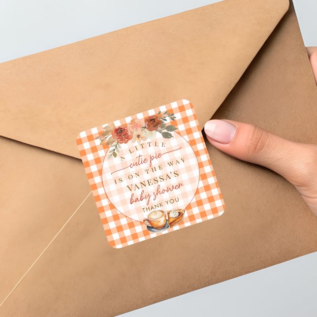 Eine kleine Süsse Pie Floral Fall Themse Baby Dusc Quadratischer Aufkleber (Von Creator hochgeladen)