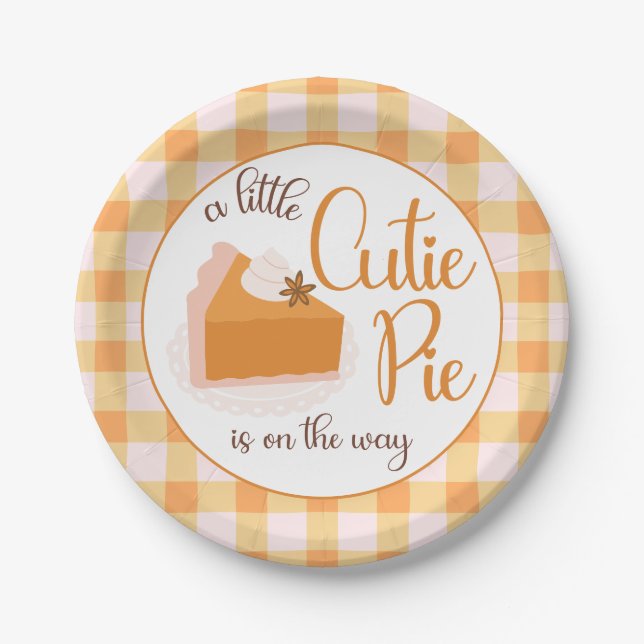 Eine kleine Süsse Pie Gingham Fall Baby Dusche Pappteller (Vorderseite)