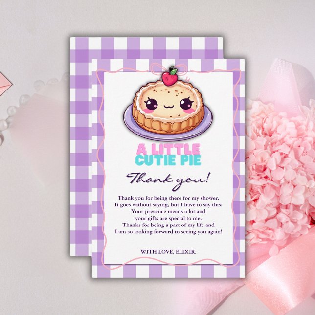 Eine kleine Süsse Pie Kawaii Lila Karierte Babydus Dankeskarte (Von Creator hochgeladen)
