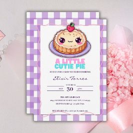 Eine kleine Süsse Pie Kawaii Lila Karierte Babydus Einladung